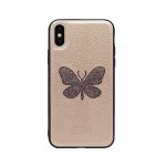 Wholesale iPhone 8 / 7 Glitter Butterfly Fashion PU Leather Case (Champagne Gold)